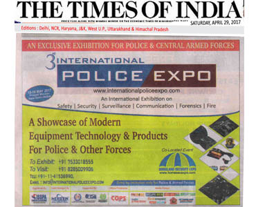 International Police Expo Media 2017 Advertisement on The Times Of India