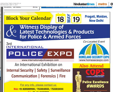 International Police Expo Media 2017 Advertisement on Hindustan Times